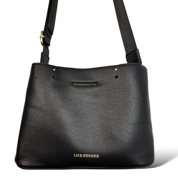 NEW Vegan Pebble Leather Mini Bucket Crossbody Like Dreams Multi Use Thick Strap - Picture 1 of 12